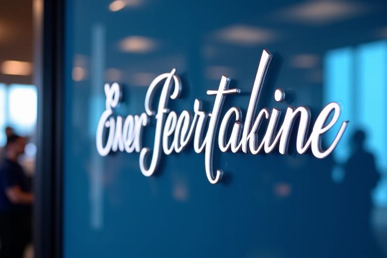 Corporate event signage with elegant calligraphy