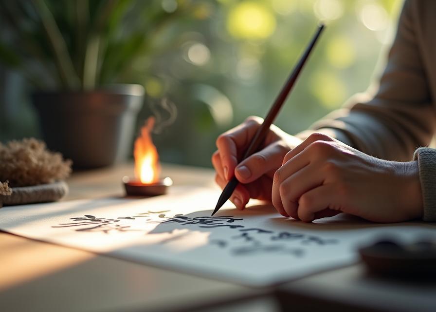 Mindful calligraphy meditation session